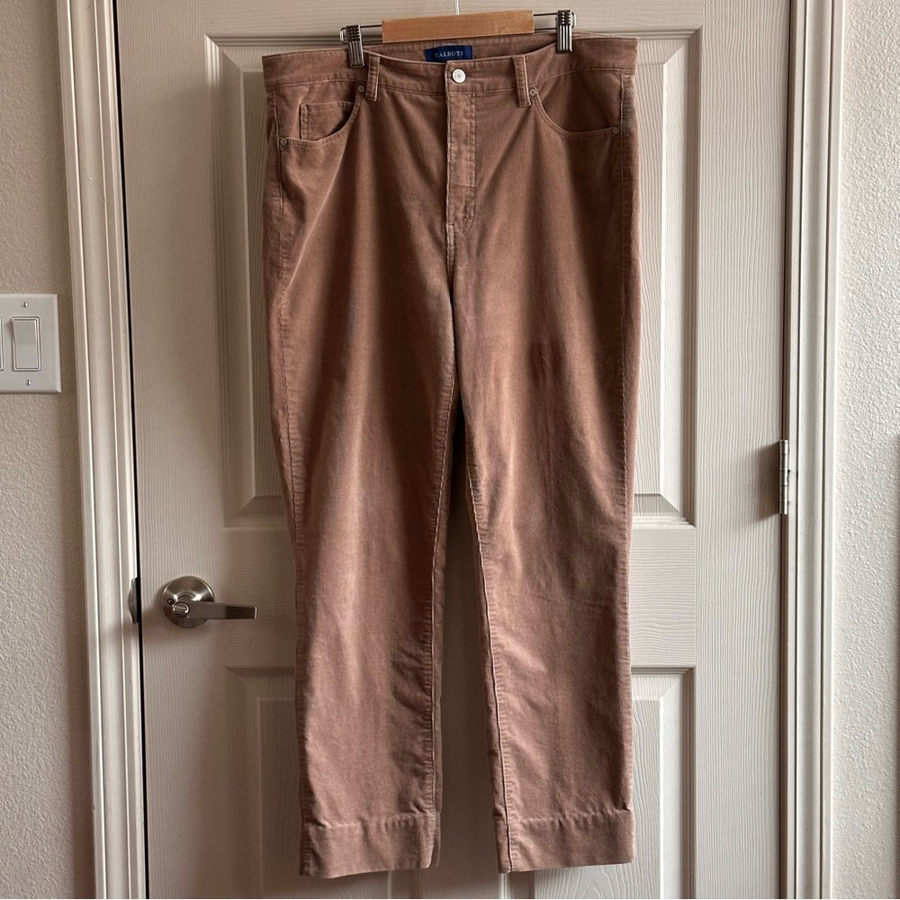Talbots Tan High-Waist Straight-Leg Corduroy Pants Women’s Size 12